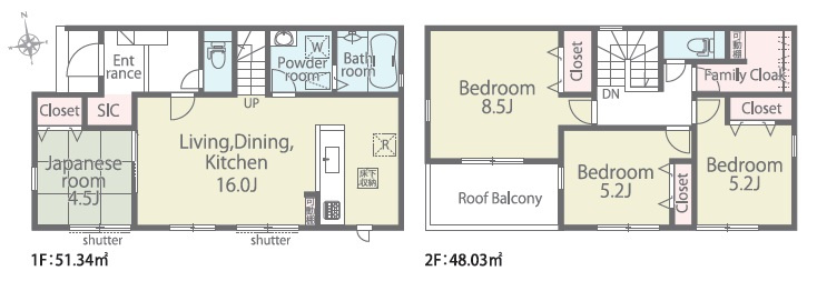 西尾一色町松木島　第1期　新築分譲住宅　全1棟　1号棟の間取り