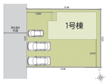 西尾一色町松木島　第1期　新築分譲住宅　全1棟　1号棟の区画図