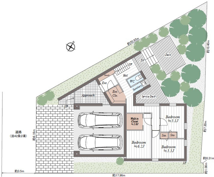 殿山町 売土地の参考プラン|参考プラン間取図1F
※図面と現況が異なる場合は現況を優先します。