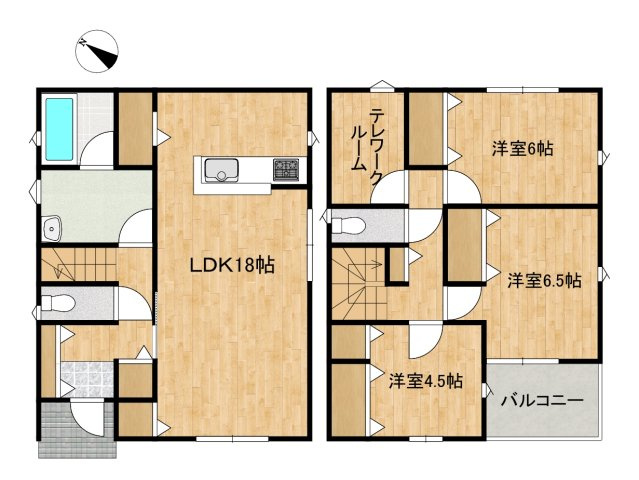 八戸市新井田西１丁目ｰ1号棟の区画図