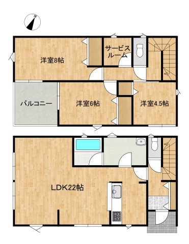 八戸市新井田西１丁目ｰ3号棟の区画図