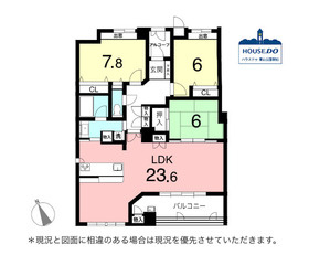 【駐車場空有＆ペット飼育可♪】パルシオ本山鹿子町の間取り|開放感のある天井高と23.6帖の広々LDK。
ご家族が自然と集まる広々とした空間です。