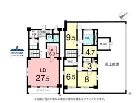 メゾネットタイプ！広々180㎡越え！エスポア東山B棟の間取り|◆180㎡越えの最上階！広いバルコニー付♪
◆メゾネット式で戸建感覚！
◆27帖越えのリビングダイニング！
◆納戸2部屋に加え押入などがあり収納充実！