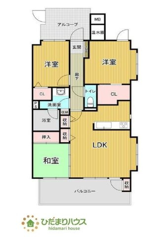 【間取り】 | 水戸市末広町1丁目　中古マンション　Dクラディア水戸末広町 | 季節ごとの入れ替え不要、頼もしいＷＩＣ