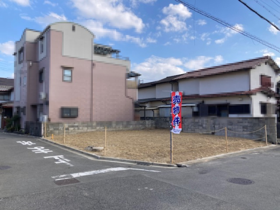 高槻市芝生町２丁目売土地の前面道路含む現地写真