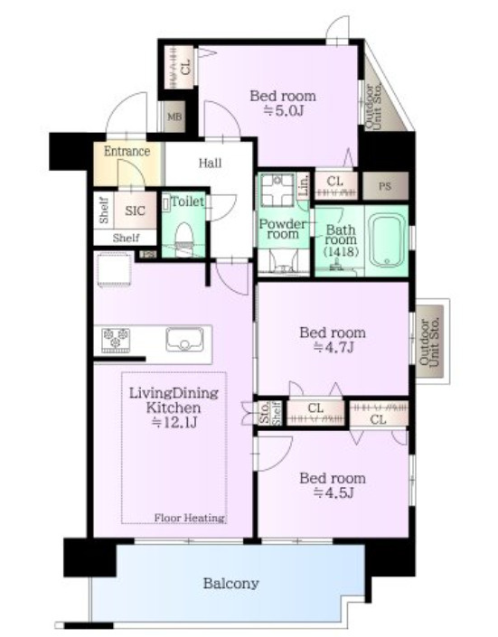 オープンレジデンシア大濠西の間取り
