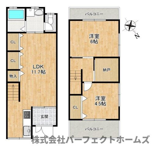 渚西1丁目中古テラスハウスの間取り