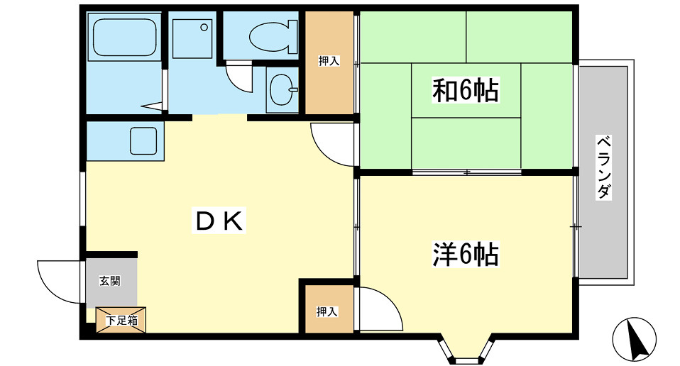 姫路市飾磨区付城１丁目のハイツの間取り