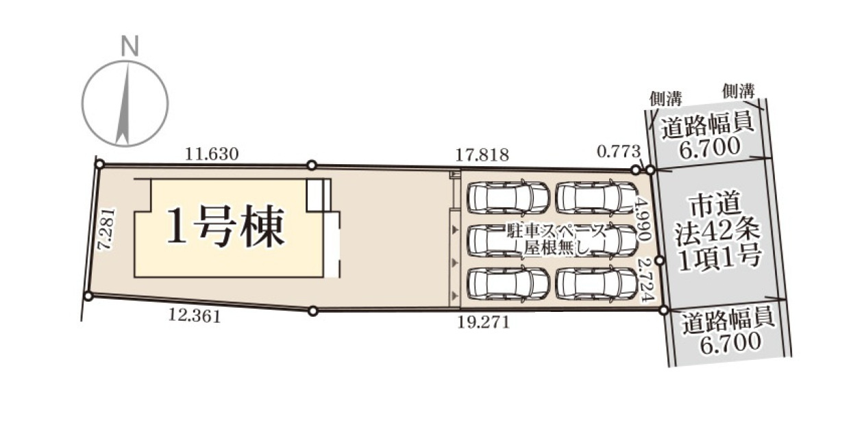 福津市西福間3丁目第1-1棟（1号棟）の区画図|配置図（1号棟）