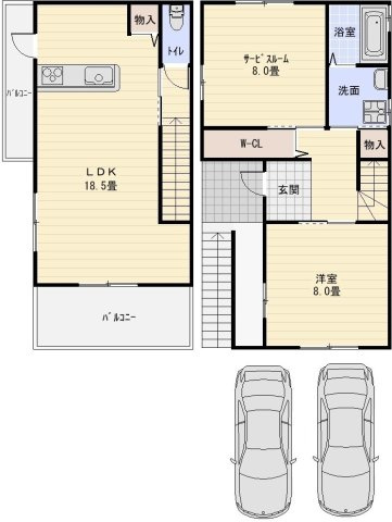 柏原市大字高井田の一戸建ての間取り