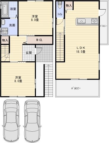柏原市大字高井田の一戸建ての間取り