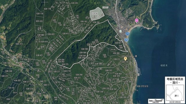 道の駅近く、広がるオーシャンビュー☆6万平米超の広大な土地の地図