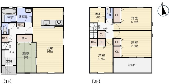 北条辻新築戸建2号棟の間取り