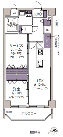 【間取り】 | ライオンズマンション赤坂 | リフォーム済みで気持ちよく新生活を始められます。サービスルームは十分な広さがあり居室にも使えそうです