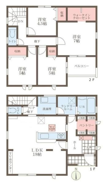 リーブルガーデン杏町 ２号棟 ／新築一戸建の間取り