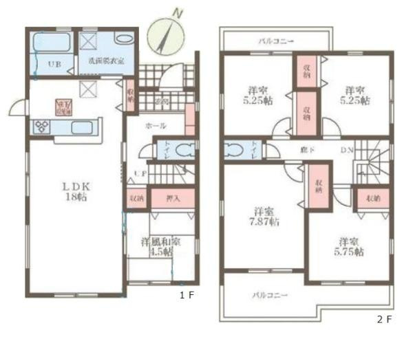 リーブルガーデン学園緑ケ丘 ２号棟 ／新築一戸建の間取り