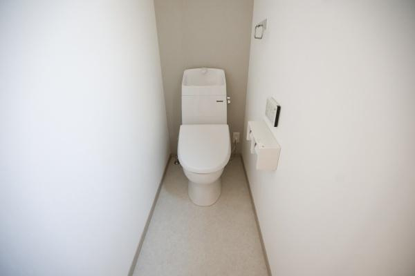 AG-HOUSE　ゆめが丘　B棟のトイレ|シンプルなデザインで清掃しやすい印象のトイレです。壁付けのペーパーホルダーが便利そうです。コンパクトにまとまった空間が特徴的です。