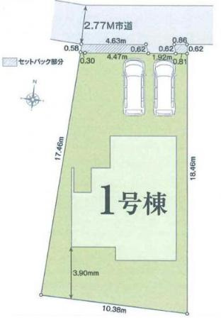 八王子市　館町　新築一戸建て　２４ー１期の区画図|～並列2台駐車可能カースペース～