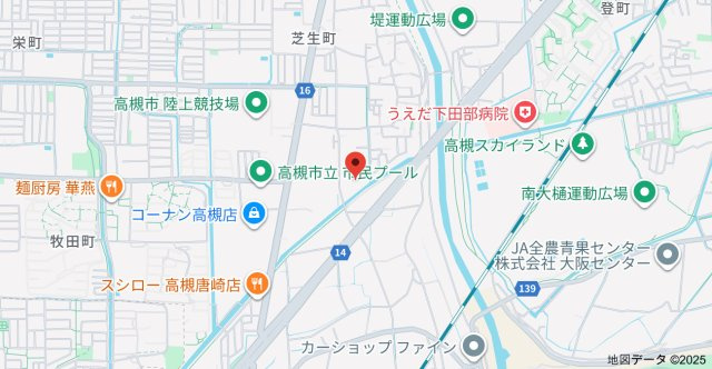 高槻市芝生町１丁目の賃貸マンションの地図