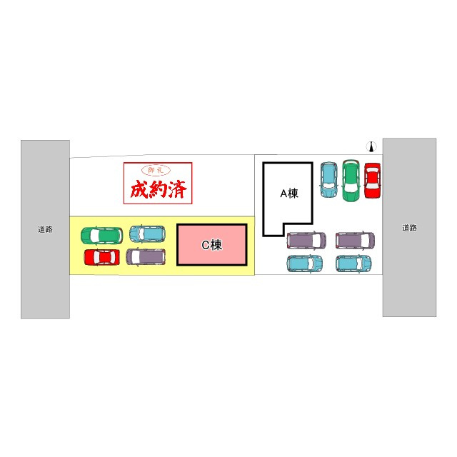 天童市老野森3丁目25-23　C棟の区画図|《残り2棟！！》3区画のうち、B区画は成約済み！立地が良く、人気のエリアですのでぜひお早めにお問い合わせください◎