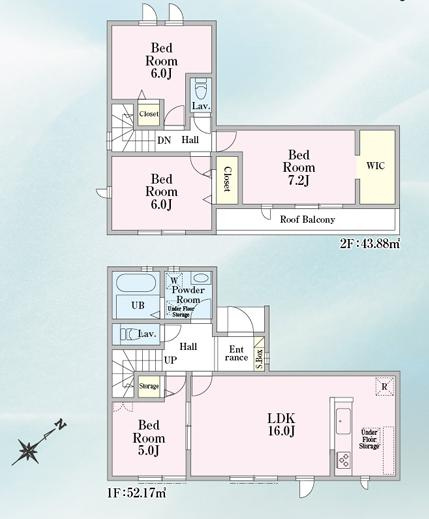 八王子市　西寺方町　新築一戸建て　２４ー１期の間取り|～南東向き4LDK　全居室収納有り、使い勝手の良い間取りです～