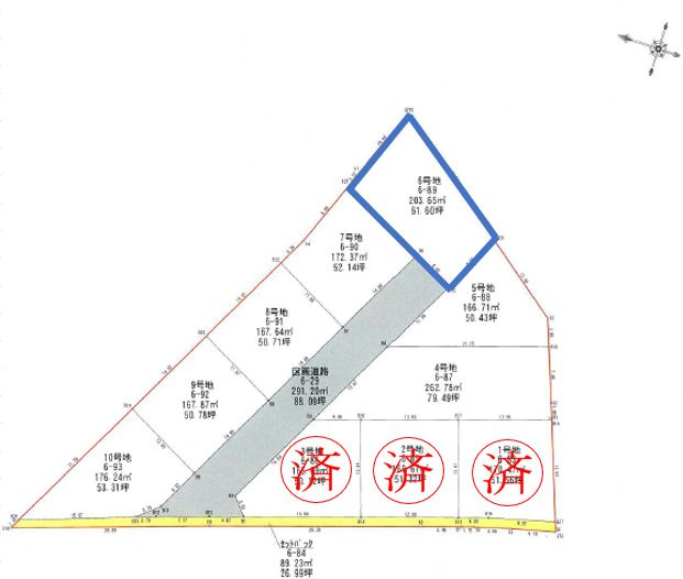 久留米市合川町　売り土地【6号地】の区画図