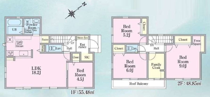 八王子市　西寺方町　新築一戸建て　２４ー３期の間取り|～南東向き4SLDK 　ファミリークロークやシューズインクロークなど収納豊富な間取り～