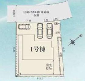 八王子市　西寺方町　新築一戸建て　２４ー３期の区画図|～北西側5ｍ道路に面しています～