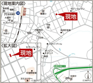 【地図】 | 善郷小学校・矢吹中学校区　GRADLE GAEDEN 矢吹町東郷　第３　全２棟　２号棟 | 【案内図】矢吹町東郷エリアに全２区画(^^)/　学チカ物件♪コンビニ、スーパーなどが近くにありますので便利です♪