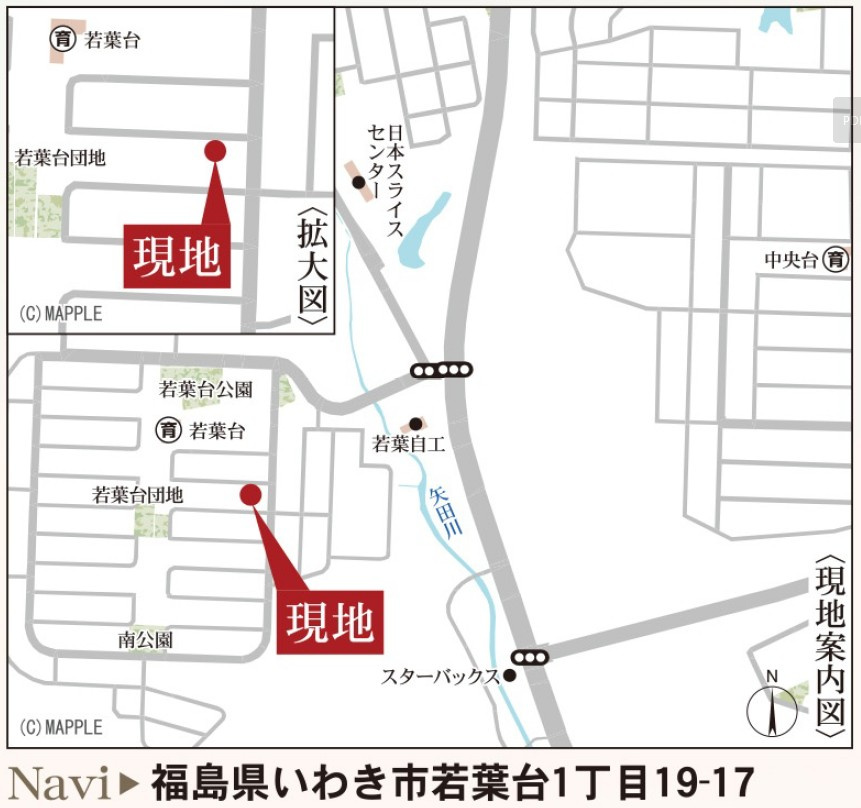 新築戸建・新築建売　いわき市若葉台1丁目【長期優良住宅】中央台北小・中央台北中の地図