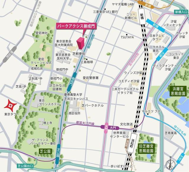 パークアクシス御成門の地図