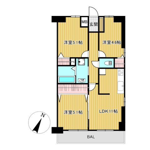 藤和シティコープ大森北棟の間取り|3LDKフルリフォーム物件です