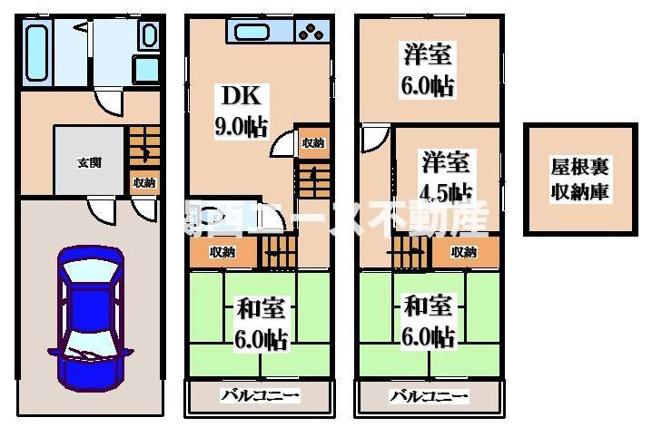 【間取り】 | 野崎１丁目貸家