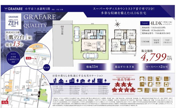 【GRAFARE　ZEH水準仕様】小平市上水新町５期のその他|〇本物件の売主が作成した販売用図面です〇