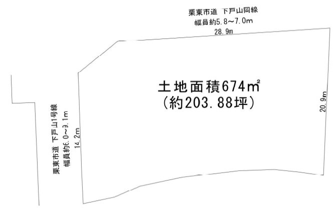 栗東市下戸山の事業用地の区画図