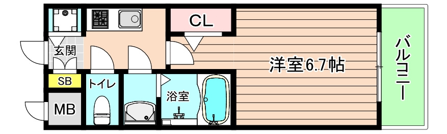 大阪市城東区関目３丁目の賃貸マンションの間取り