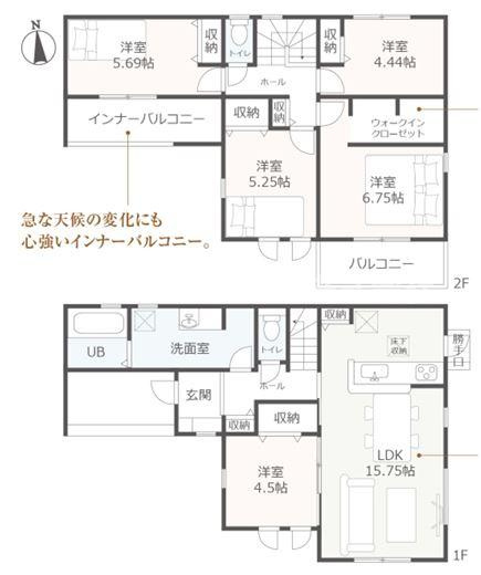 【間取り】 | 磐田市中野 2期 新築一戸建て | 効率的かつ暮らしのことをしっかり考えた間取りです