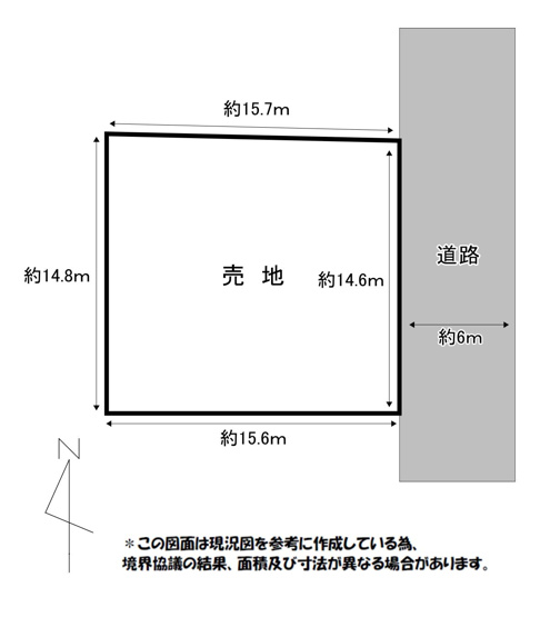 【土地図】 | 三池売地 | 前面道路は幅員約6mあり離合も問題ありません。