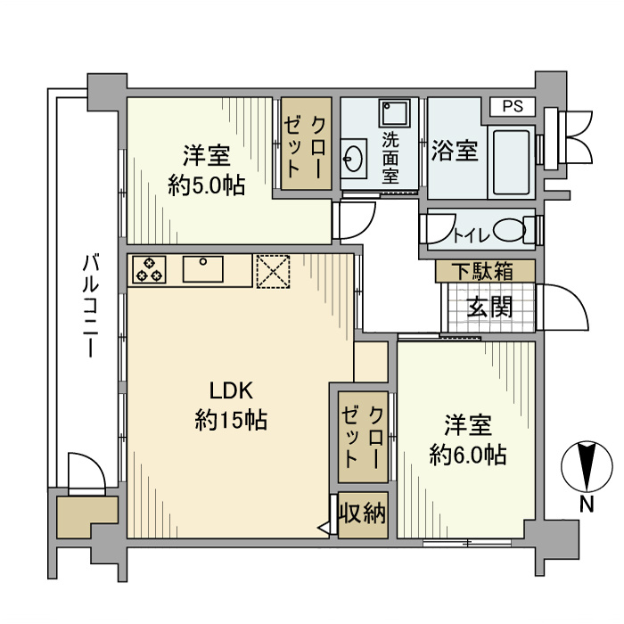 宮前平グリーンハイツ１６号棟の間取り