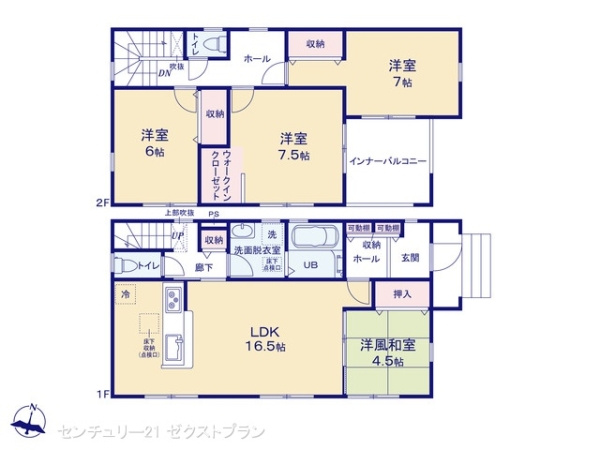 児玉郡上里町大字七本木の新築一戸建の間取り|図面と異なる場合は現況を優先