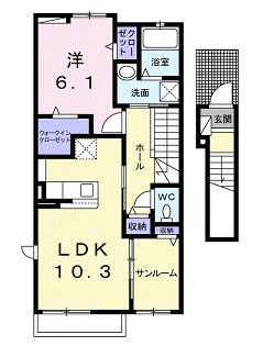 広島市安佐北区亀山７丁目のアパートの間取り