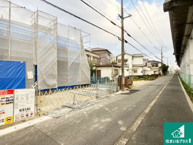 明石市魚住町西岡　第13期　新築一戸建ての前面道路含む現地写真|周辺は落ち着いた街並みの住宅地！子育てがしやすい住環境です！まだ未完成ですが、現地でしかわからない事もございます。是非一度ご覧ください。