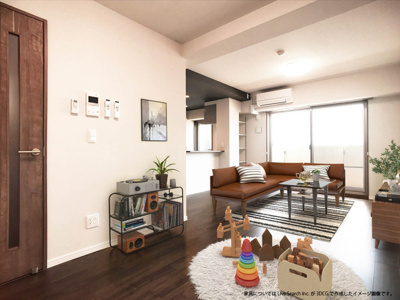 【居間・リビング】 | Lindre長丘 | 203 LDK 家具はCGで作成したイメージ画像です。