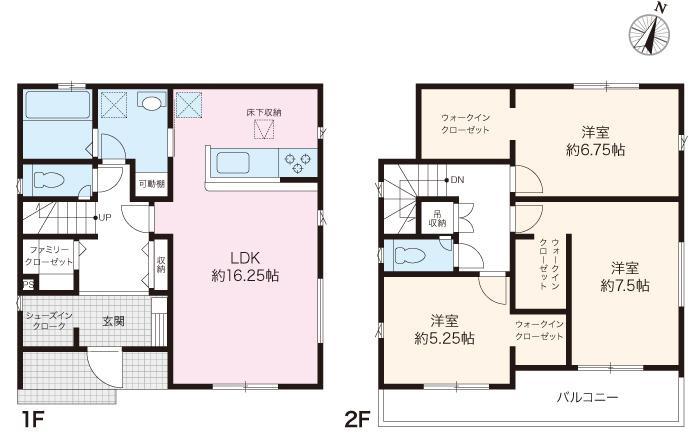 桟橋通3丁目　新築戸建　【内覧可能】の間取り|3LDK+SIC+FCL+3WIC　
収納が沢山あります！