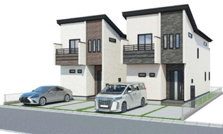 【区画図】 | 【仲介手数料無料！！】川崎市麻生区片平1丁目　新築戸建て（全2棟）B号棟　7290万円 | B号棟　4LDK車庫並列2台　土地／159.93㎡（48.37坪）