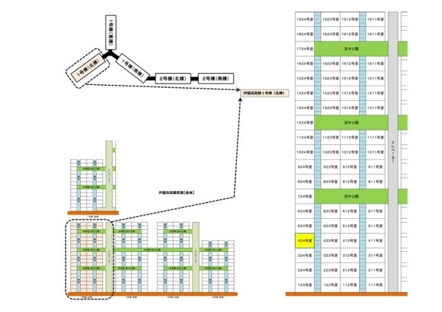 芦屋浜高層（若葉）1号棟の区画図