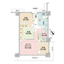 【間取り】 | 専有面積74.41平米　バルコニー面積15.66平米　3LDK