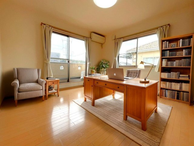 大津市松が丘5丁目　中古戸建の洋室|リフォームもお気軽にご相談ください。
※本画像はAI加工により家具を配置したイメージ写真です。実際の状態とは異なります。