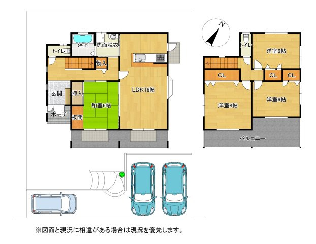 大津市松が丘5丁目　中古戸建の間取り|使い勝手のよい、各室6帖以上の4LDKです。