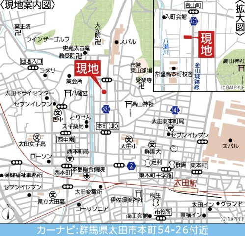 太田市本町第１　２号棟(全３棟)　クレイドルガーデン　新築建売分譲の地図